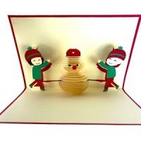 Handmade 3D Pop Up Xmas Card Happy Christmas Kid Child Boy Girl Snowman Vintage Origami Greetings Gift Ornament Decorations